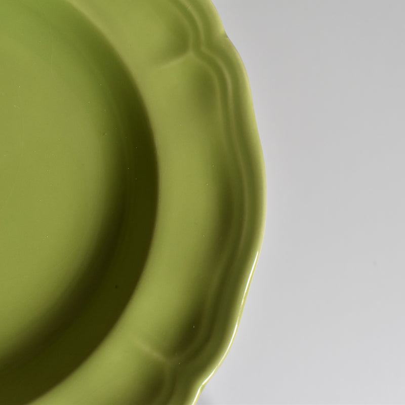 Vintage dessert plate, Longchamp, flower rim, green C
