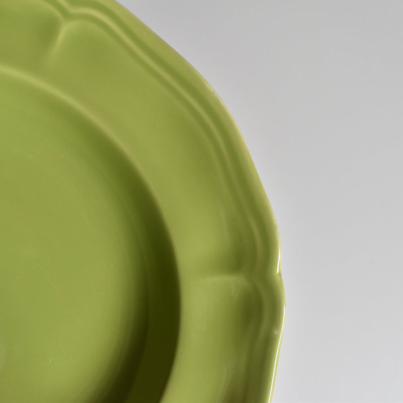 Vintage dessert plate, Longchamp, flower rim, green C