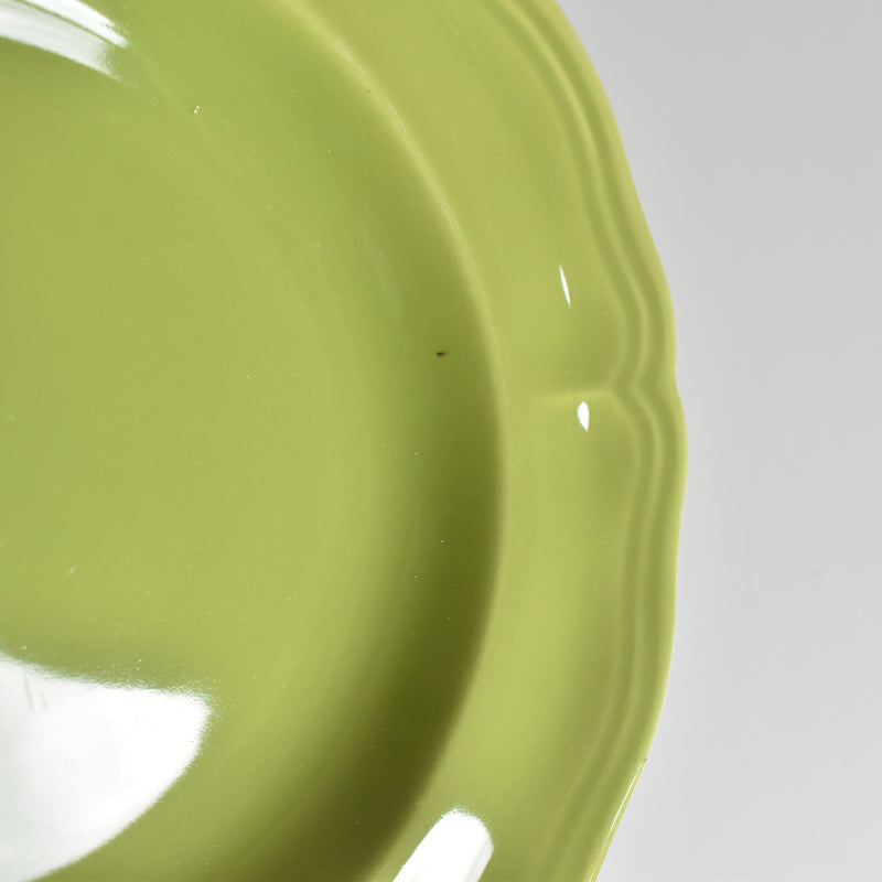 Vintage dessert plate, Longchamp, flower rim, green C
