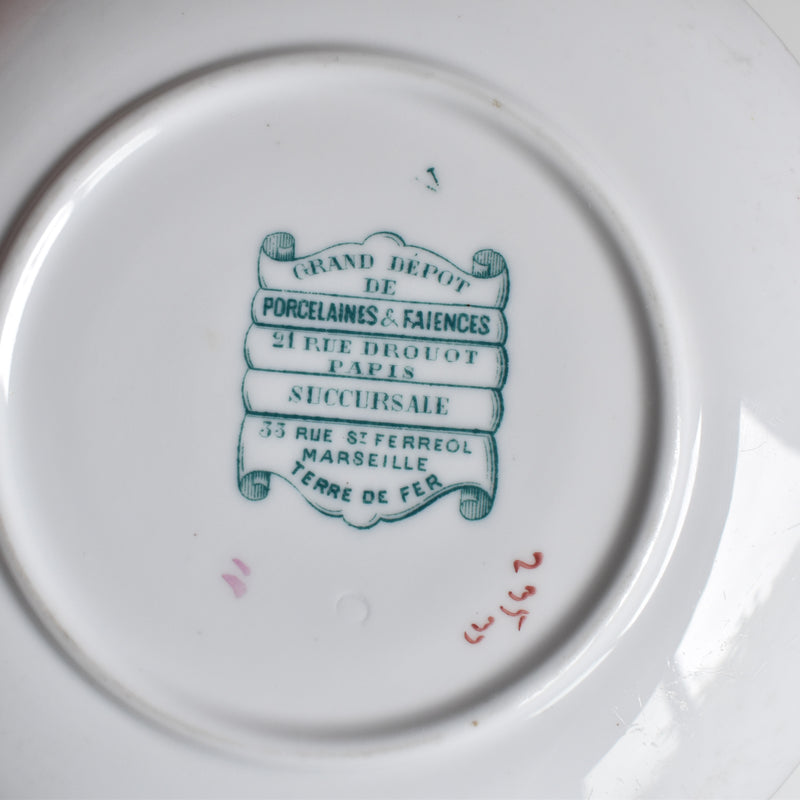 Antique Cup & Saucer Sarreguemines Minton 235 (Grand Depots) A