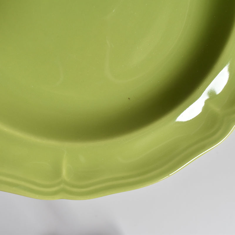 Vintage dessert plate, Longchamp, flower rim, green C