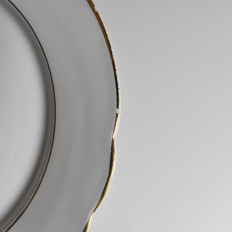 Vintage Plate Digoin & Sarreguemines White & Gold D
