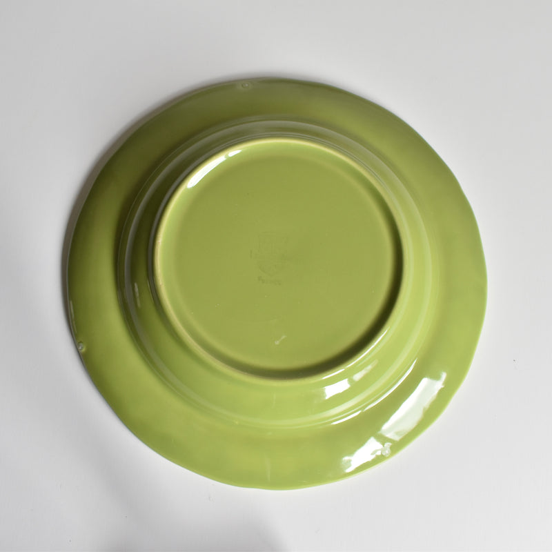 Vintage Dessert Plate, Longchamp, Flower Rim, Green, D