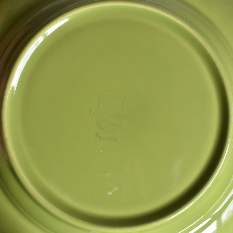 Vintage Dessert Plate, Longchamp, Flower Rim, Green, D