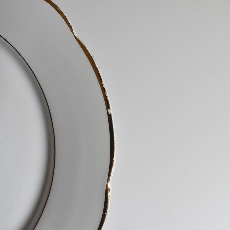 Vintage Plate Digoin & Sarreguemines White & Gold D