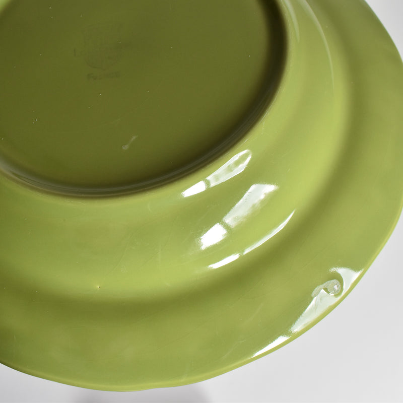 Vintage Dessert Plate, Longchamp, Flower Rim, Green, D