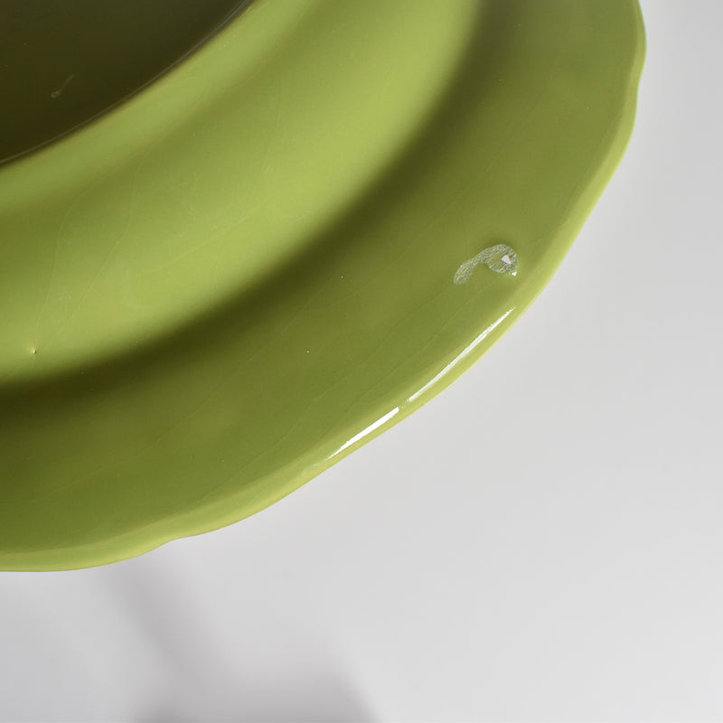 Vintage Dessert Plate, Longchamp, Flower Rim, Green, D