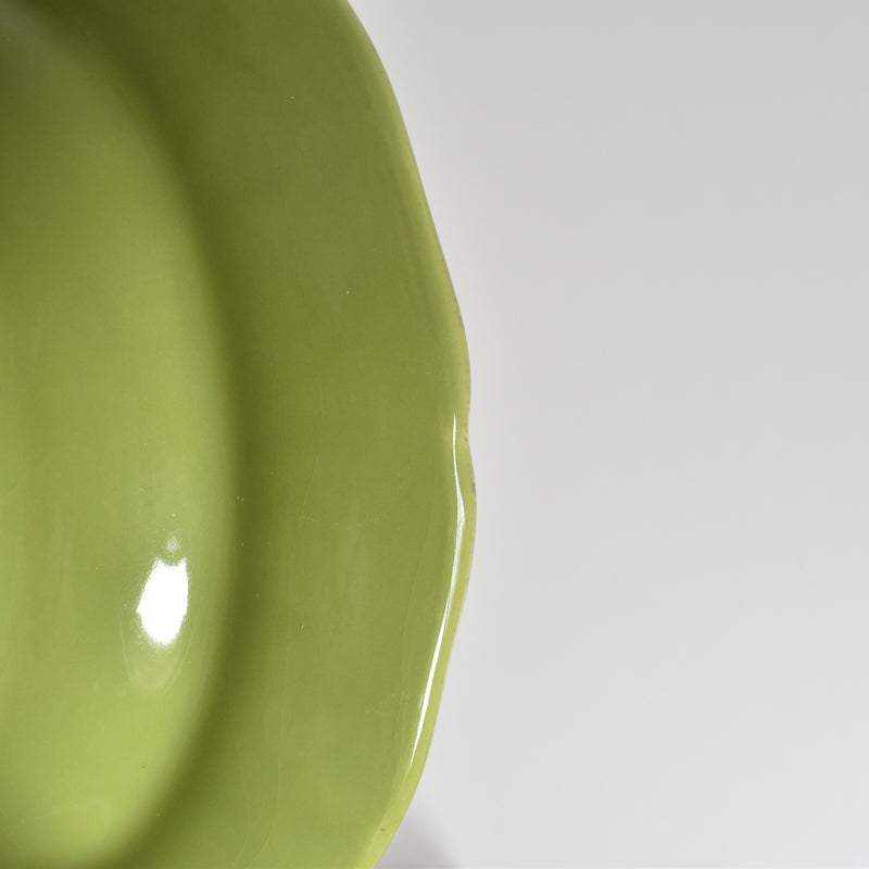 Vintage Dessert Plate, Longchamp, Flower Rim, Green, D