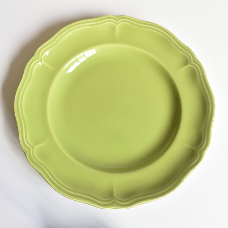 Vintage Plate Longchamp, Scalloped Edge, Green A