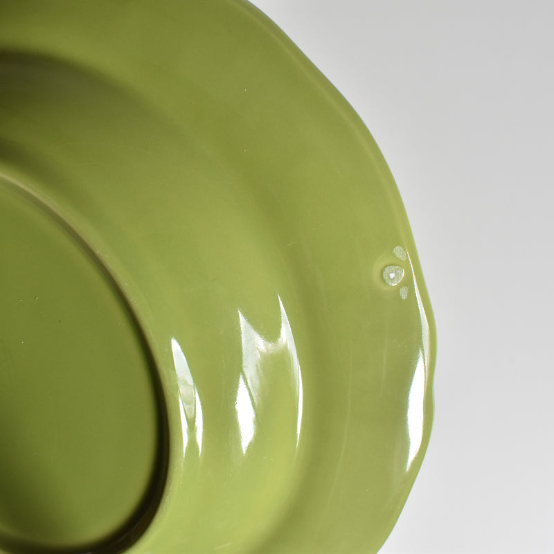 Vintage Dessert Plate, Longchamp, Flower Rim, Green, D