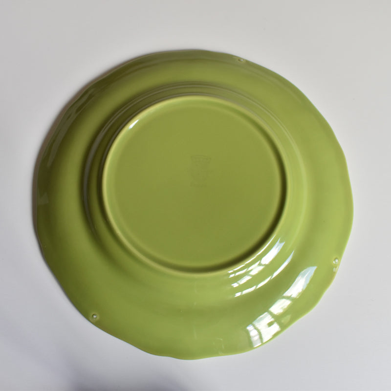 Vintage Plate Longchamp, Scalloped Edge, Green A