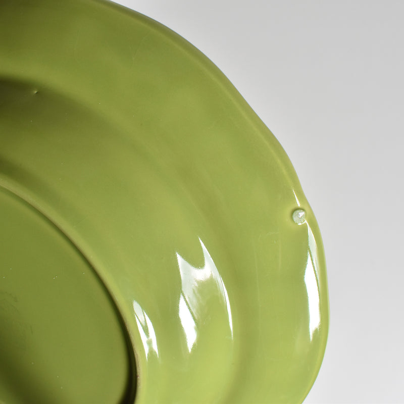Vintage Dessert Plate, Longchamp, Flower Rim, Green, D