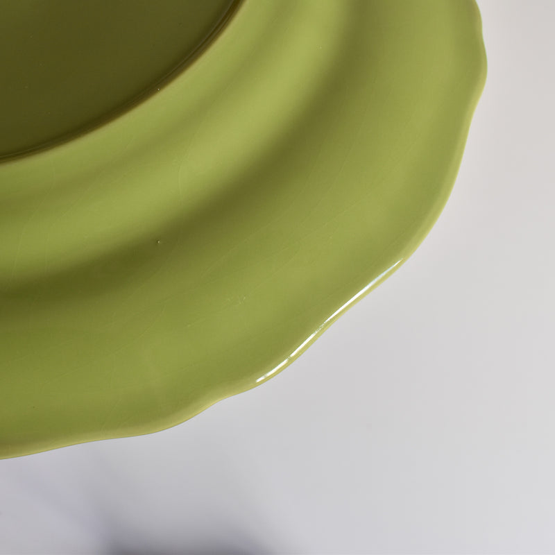 Vintage Plate Longchamp, Scalloped Edge, Green A