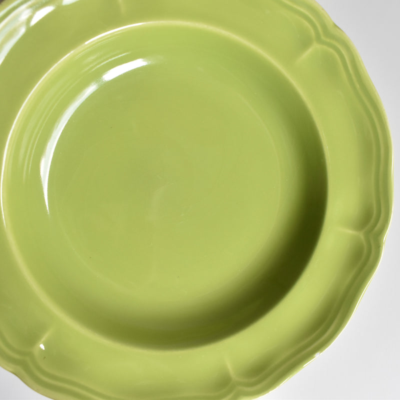 Vintage Dessert Plate, Longchamp, Flower Rim, Green, D