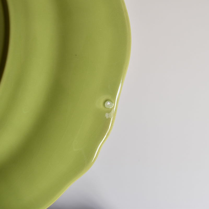 Vintage Plate Longchamp, Scalloped Edge, Green A