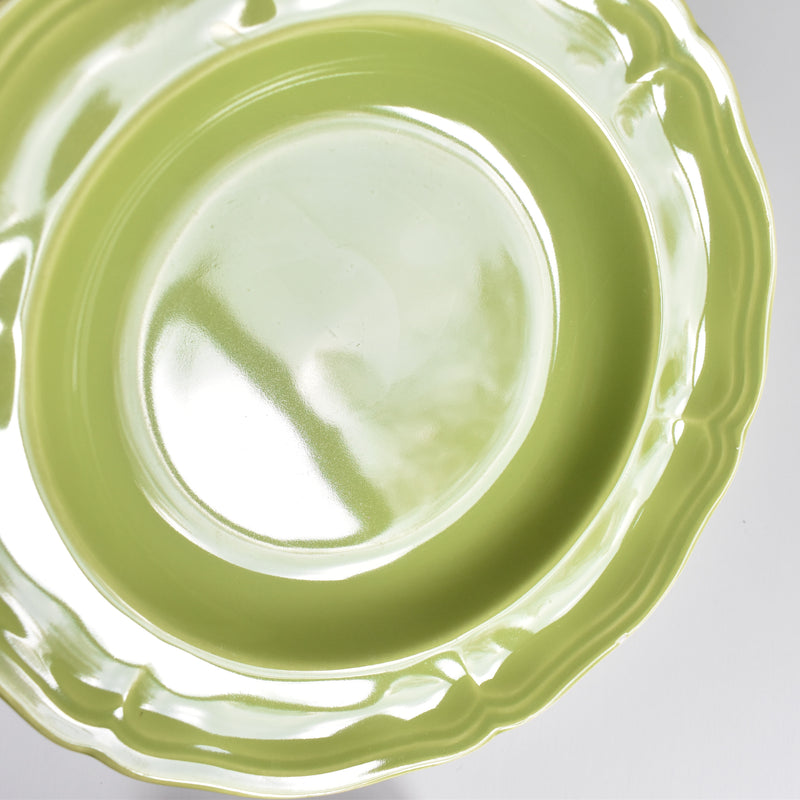 Vintage Dessert Plate, Longchamp, Flower Rim, Green, D