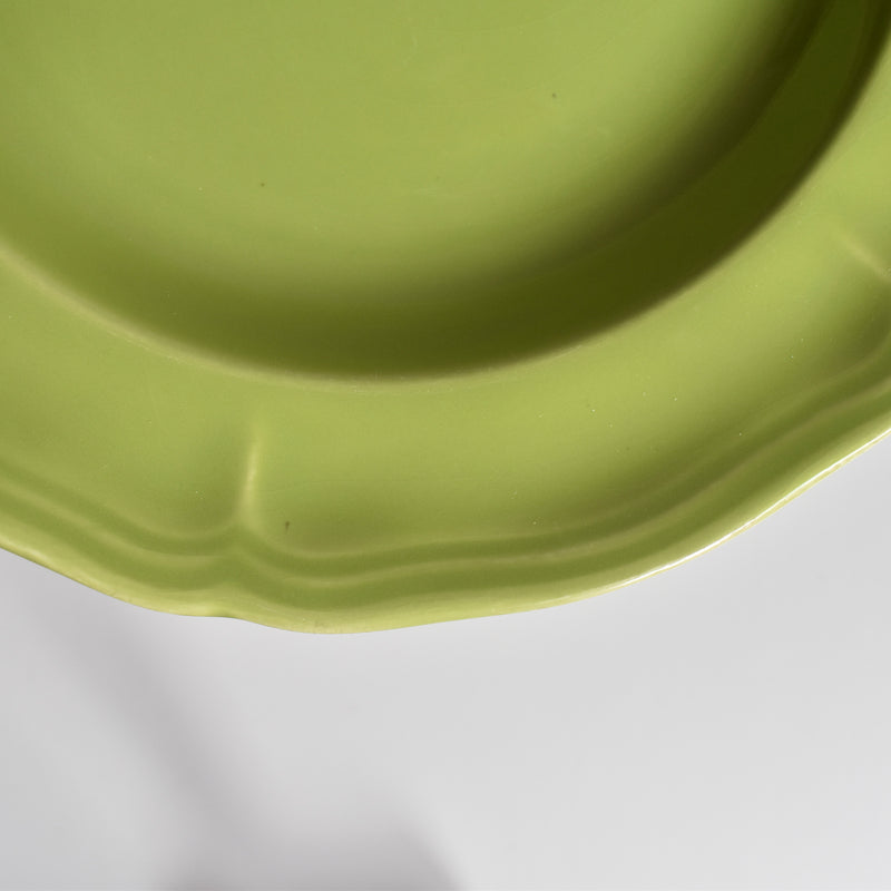 Vintage Dessert Plate, Longchamp, Flower Rim, Green, D