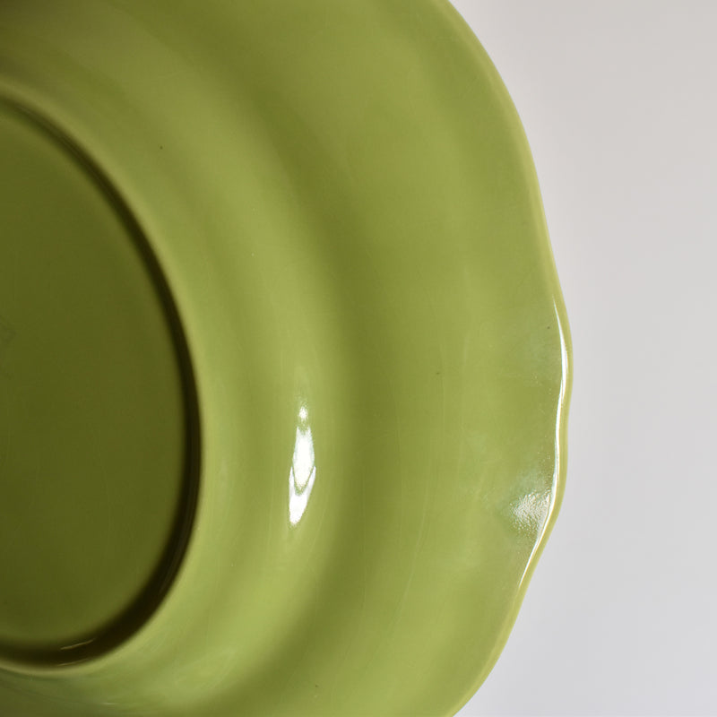 Vintage Plate Longchamp, Scalloped Edge, Green A