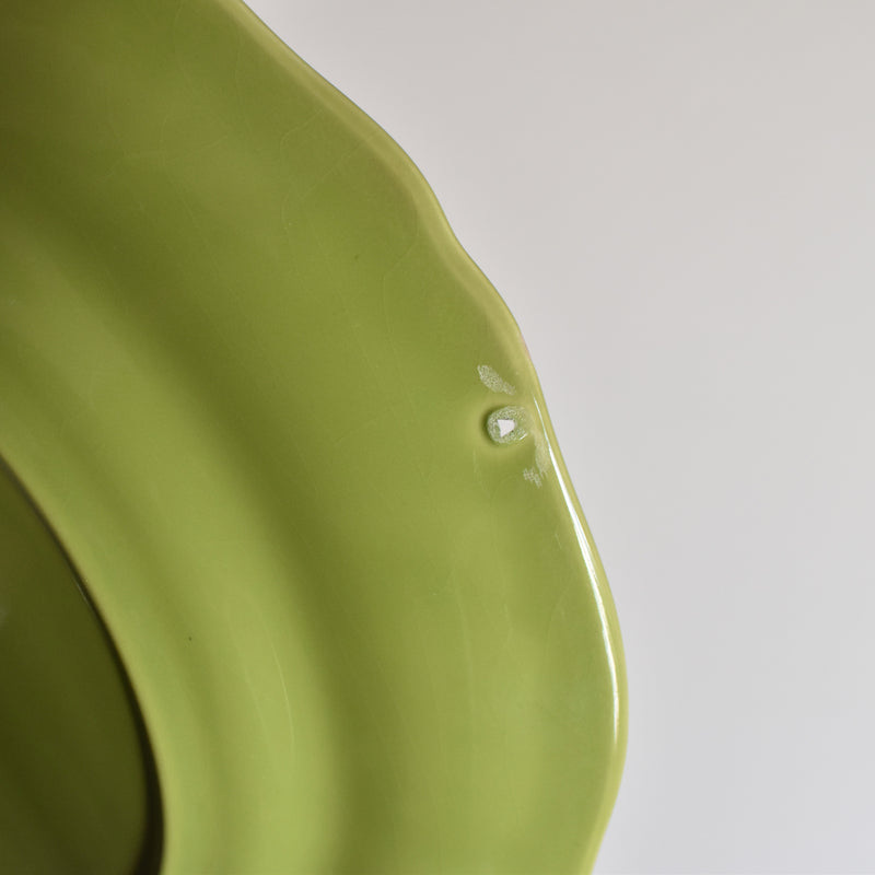 Vintage Plate Longchamp, Scalloped Edge, Green A