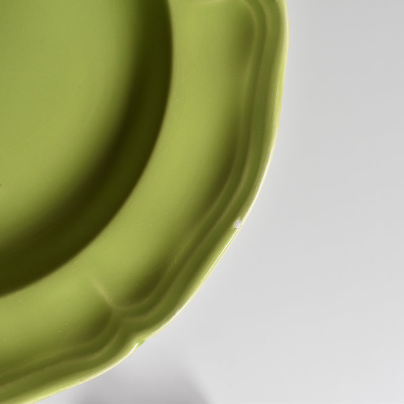 Vintage Dessert Plate, Longchamp, Flower Rim, Green, D