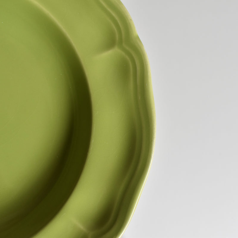 Vintage Dessert Plate, Longchamp, Flower Rim, Green, D