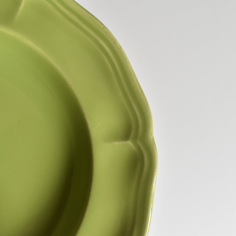 Vintage Dessert Plate, Longchamp, Flower Rim, Green, D