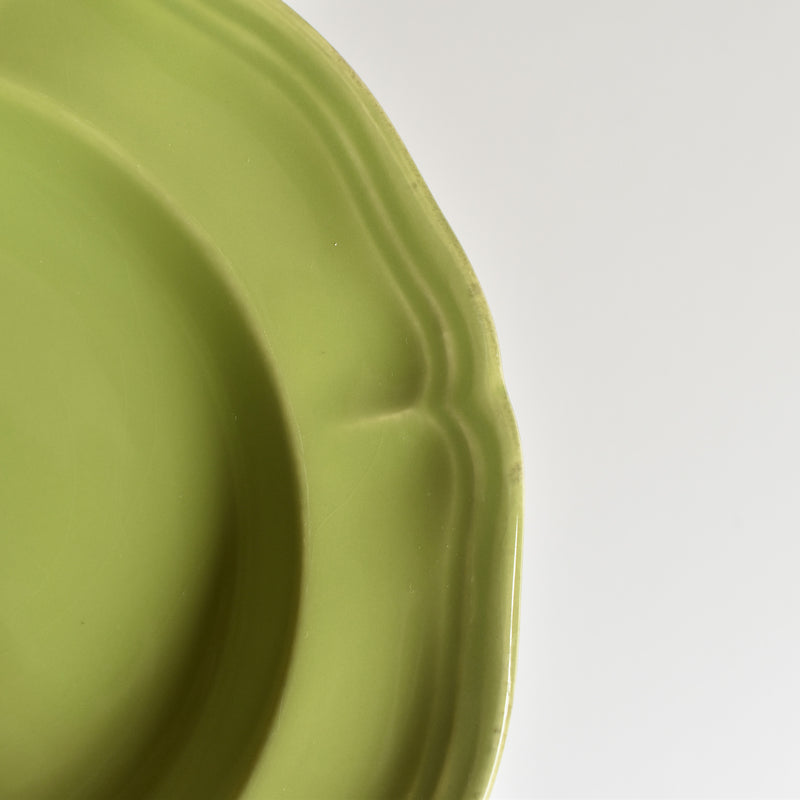 Vintage Dessert Plate, Longchamp, Flower Rim, Green, D