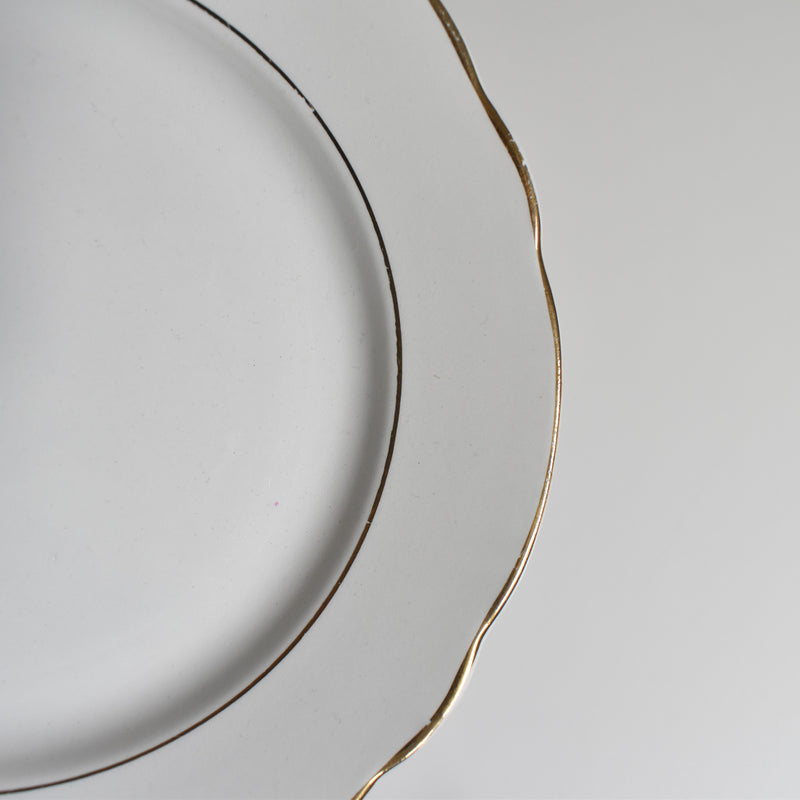 Vintage Dessert Plate Digoin & Sarreguemines White & Gold B