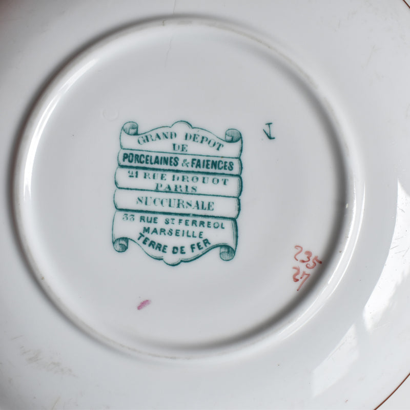Antique Cup & Saucer Sarreguemines Minton 235 (Grand Depots) B
