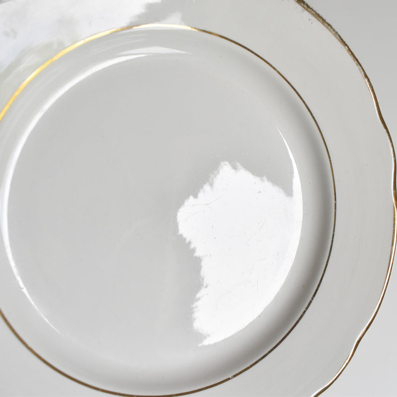 Vintage dessert plate Digoin & Sarreguemines White & gold C