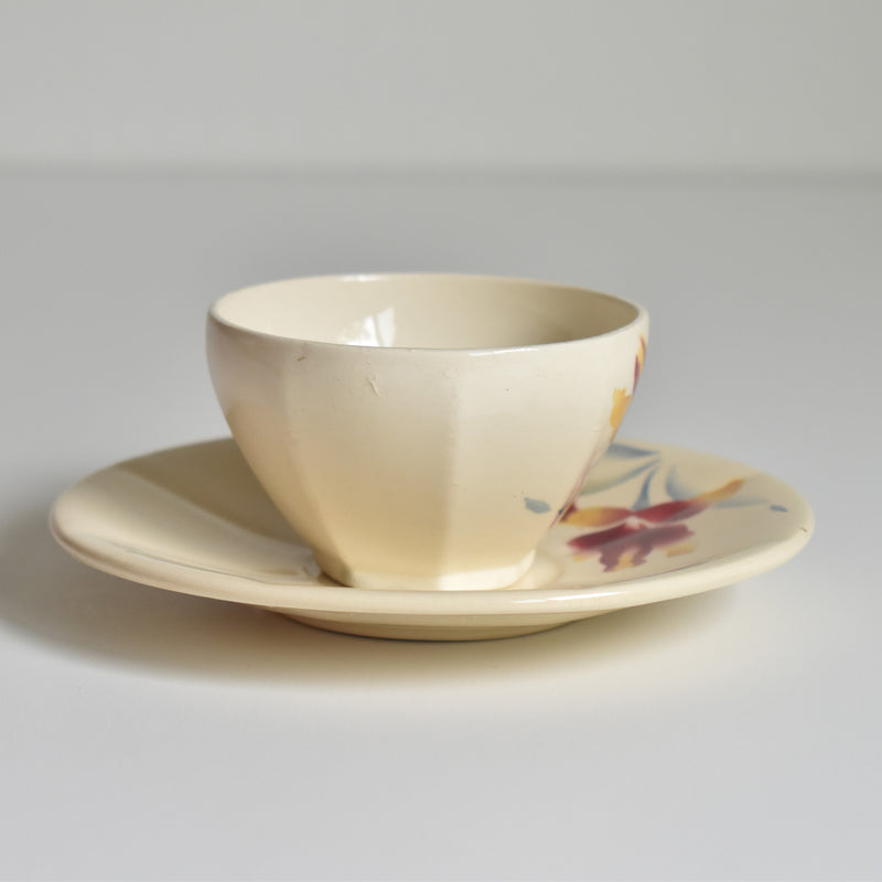 Vintage coffee cup and saucer, Digoin & Sarreguemines Iris 9225 F