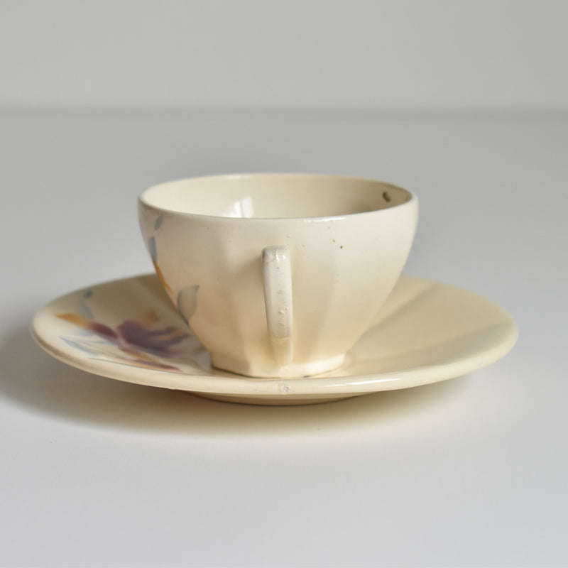 Vintage coffee cup and saucer, Digoin & Sarreguemines Iris 9225 F