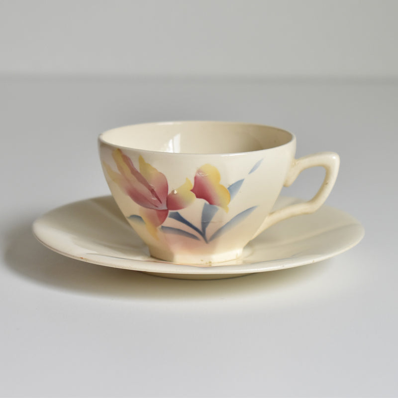 Vintage Coffee Cup and Saucer, Digoin & Sarreguemines Iris 9225 E