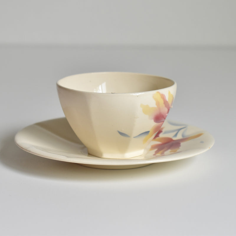 Vintage Coffee Cup and Saucer, Digoin & Sarreguemines Iris 9225 E