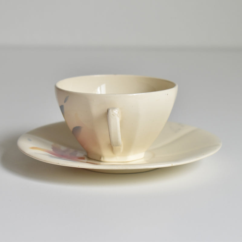 Vintage Coffee Cup and Saucer, Digoin & Sarreguemines Iris 9225 E