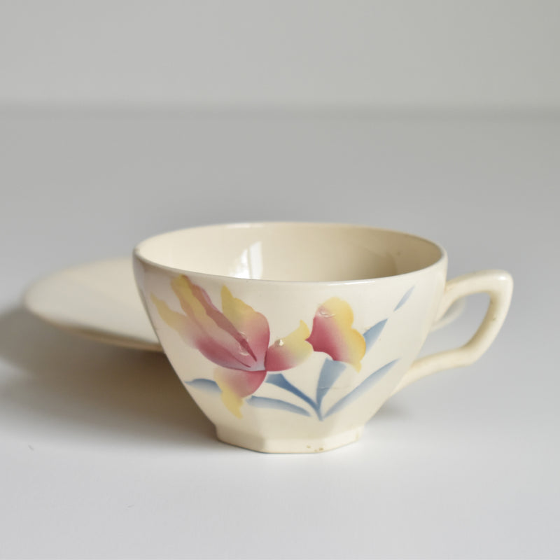 Vintage Coffee Cup and Saucer, Digoin & Sarreguemines Iris 9225 E