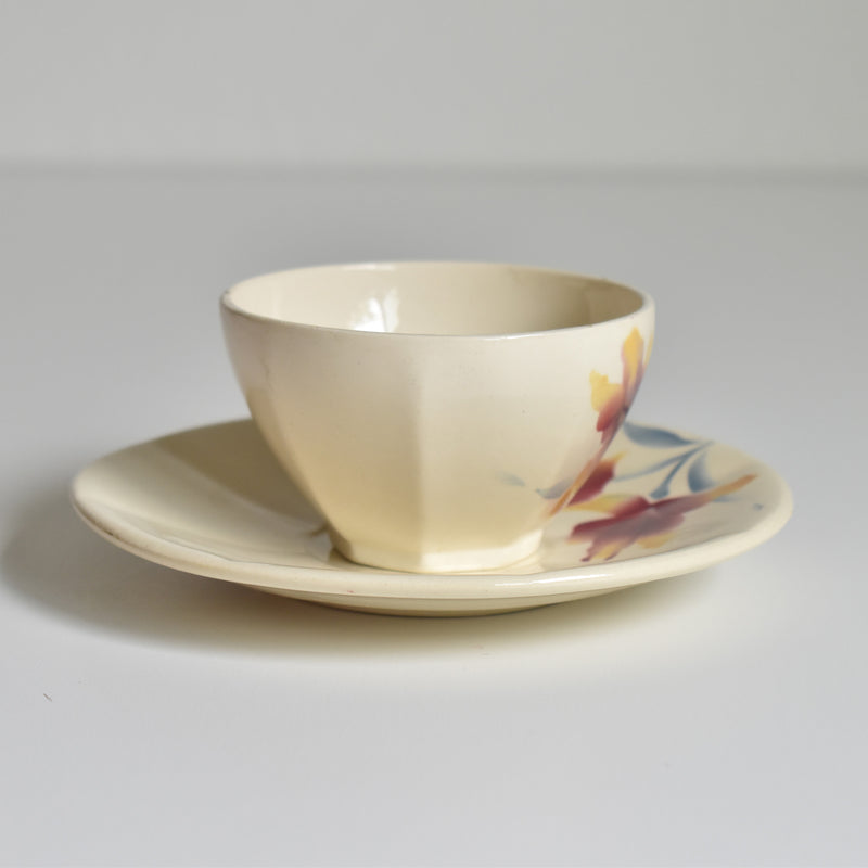 Vintage Coffee Cup and Saucer Digoin & Sarreguemines Iris 9225 D