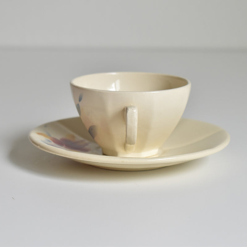 Vintage Coffee Cup and Saucer Digoin & Sarreguemines Iris 9225 D