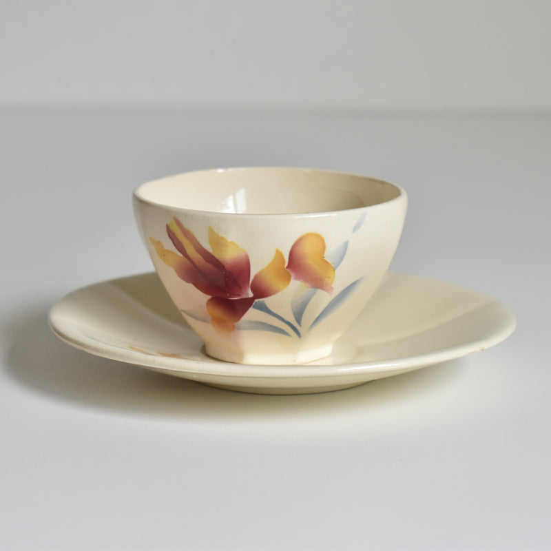 Vintage Coffee Cup and Saucer, Digoin & Sarreguemines Iris 9225 C