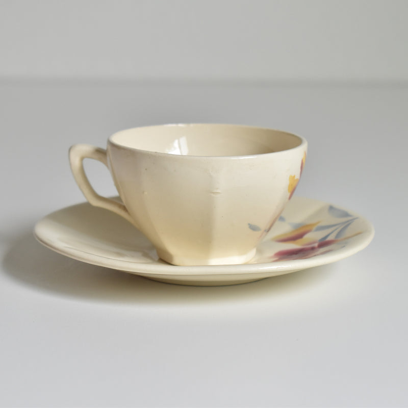 Vintage Coffee Cup and Saucer, Digoin & Sarreguemines Iris 9225 C