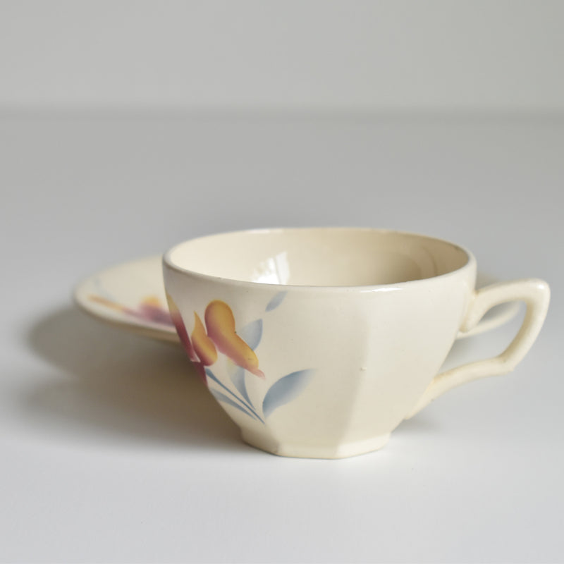 Vintage Coffee Cup and Saucer, Digoin & Sarreguemines Iris 9225 C