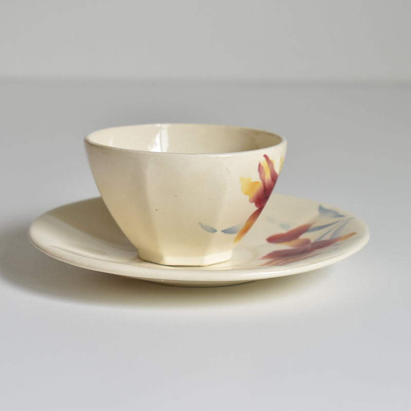 Vintage Coffee Cup and Saucer Digoin & Sarreguemines Iris 9225 B