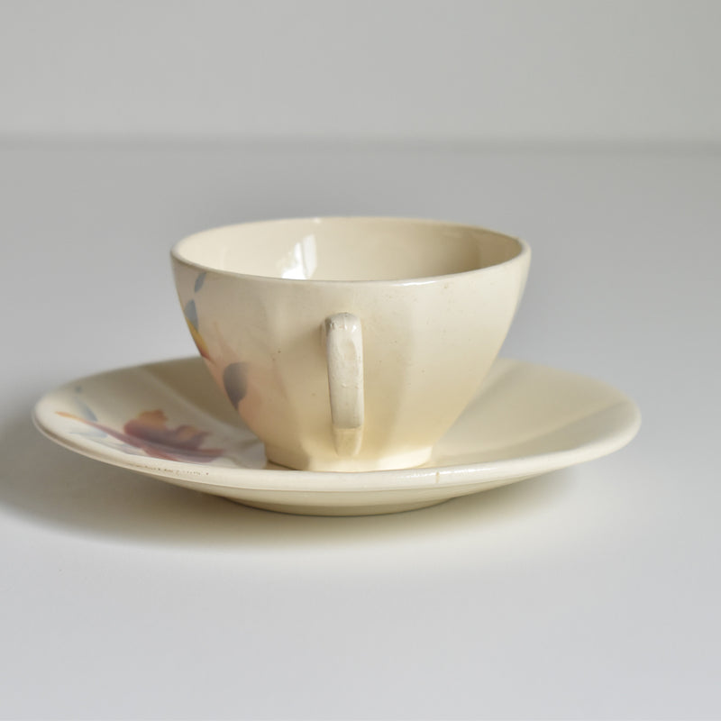 Vintage Coffee Cup and Saucer Digoin & Sarreguemines Iris 9225 B