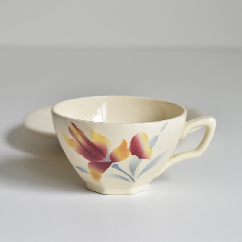 Vintage Coffee Cup and Saucer Digoin & Sarreguemines Iris 9225 B