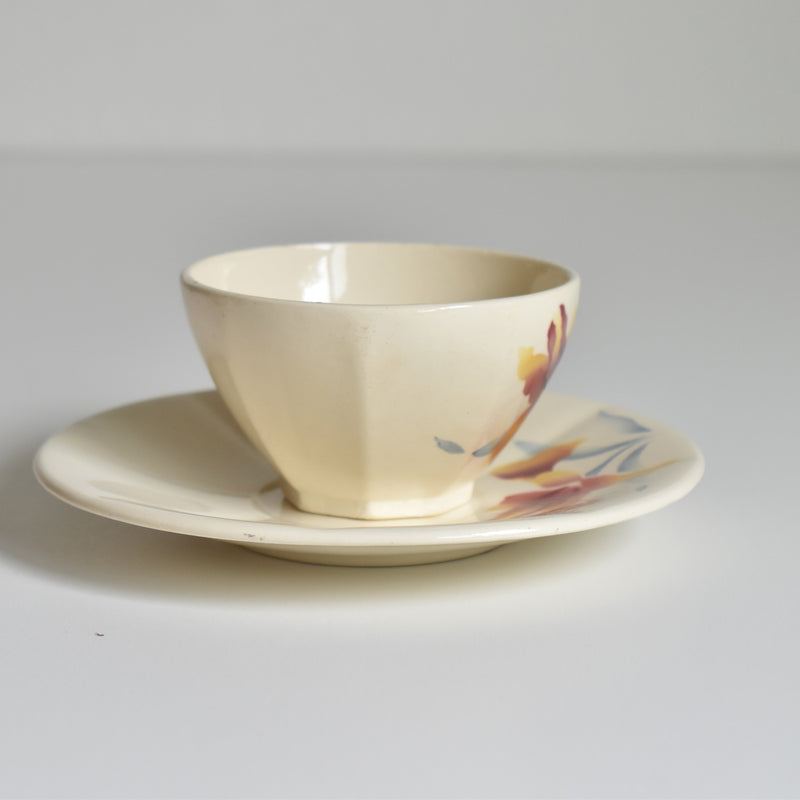 Vintage Coffee Cup and Saucer, Digoin & Sarreguemines Iris 9225 A
