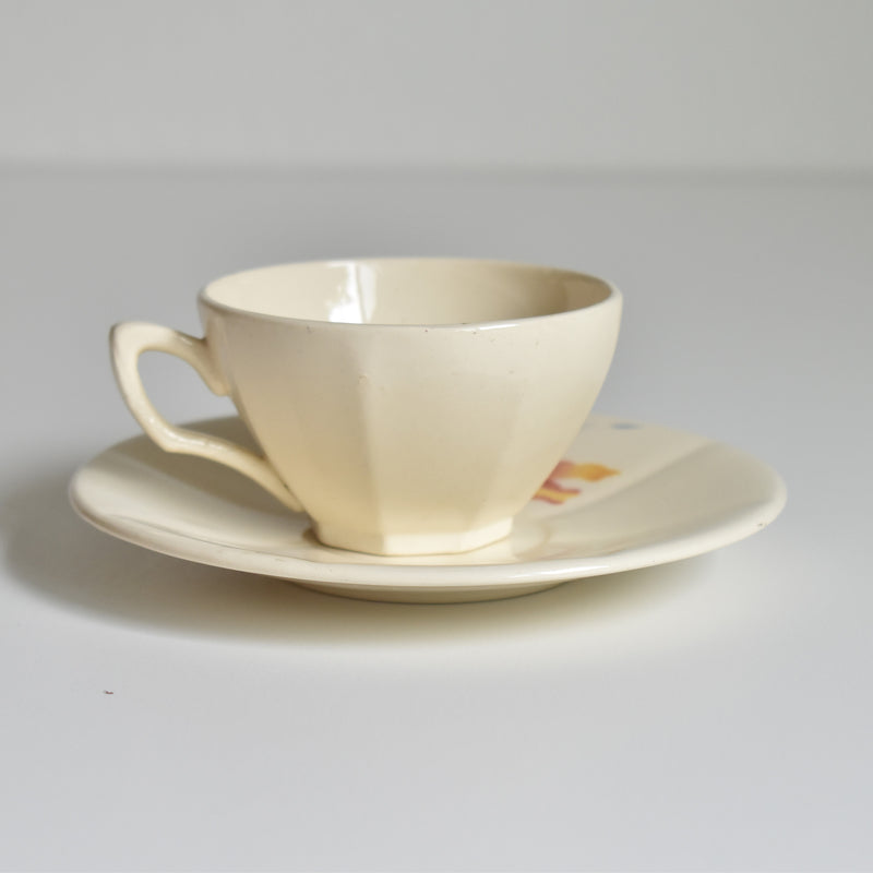 Vintage Coffee Cup and Saucer, Digoin & Sarreguemines Iris 9225 A