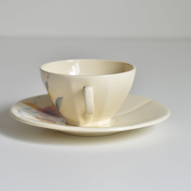 Vintage Coffee Cup and Saucer, Digoin & Sarreguemines Iris 9225 A