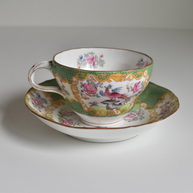 Antique Cup & Saucer Minton Cockatrice