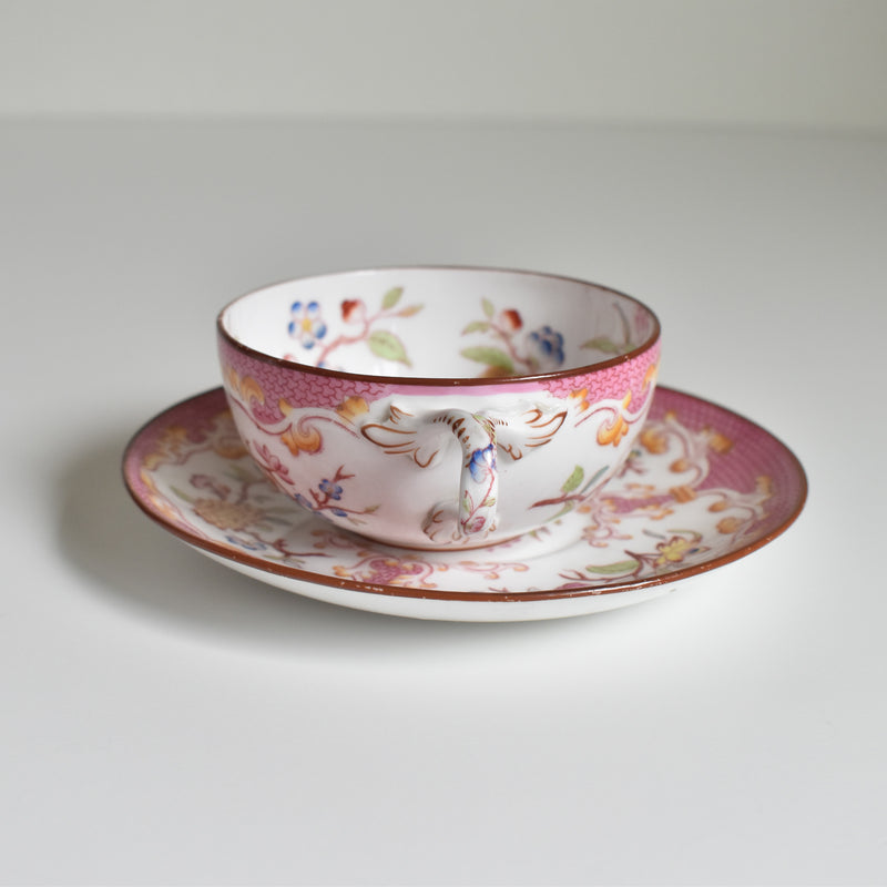 Antique Cup & Saucer Sarreguemines Minton 235 (Grand Depots) A