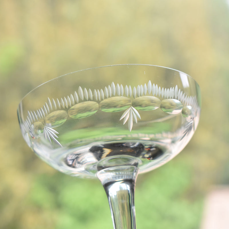 Antique Crystal Champagne Coupe, Portieux Turin